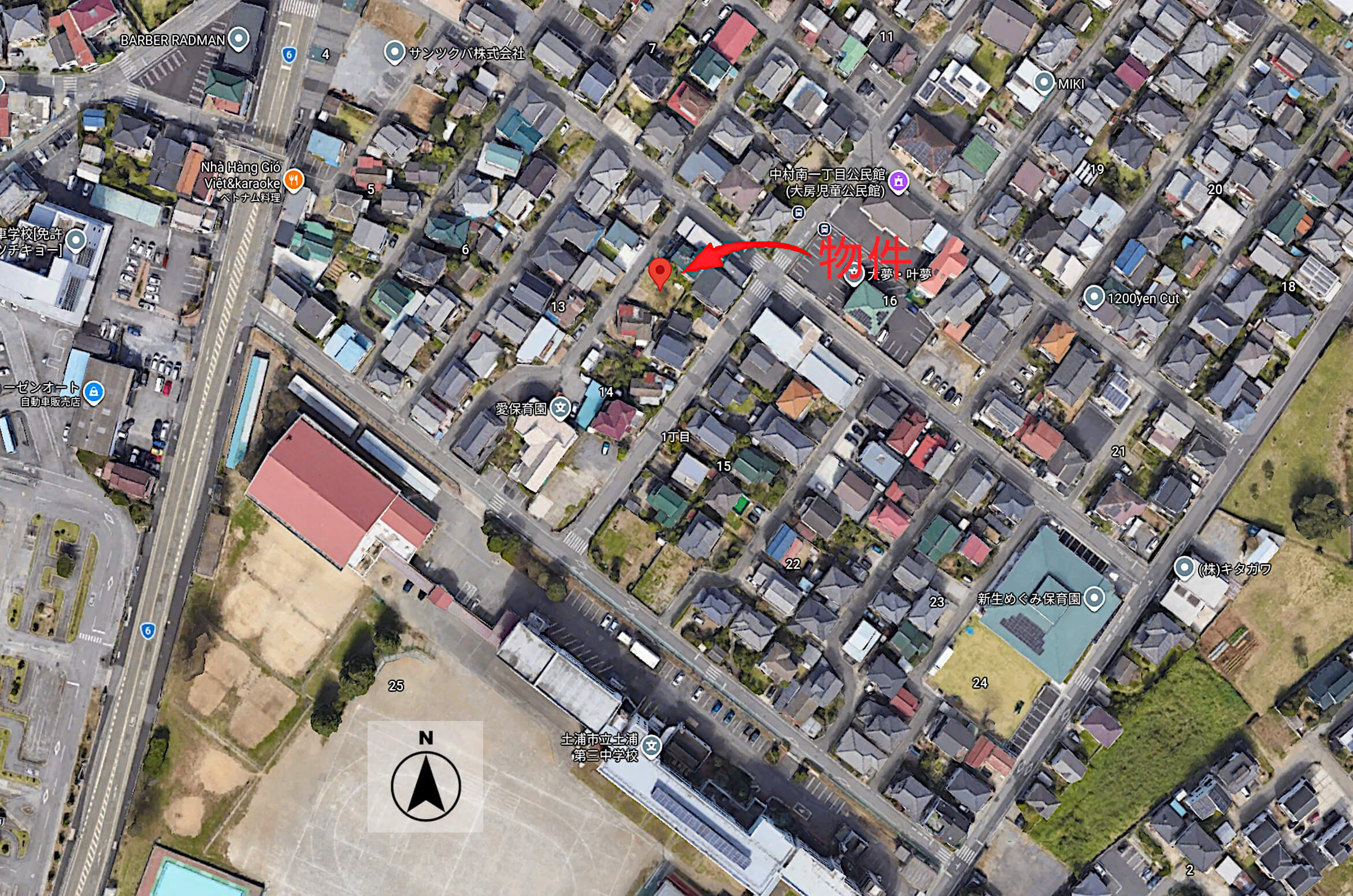 土浦市中村南1丁目売地（案内図）