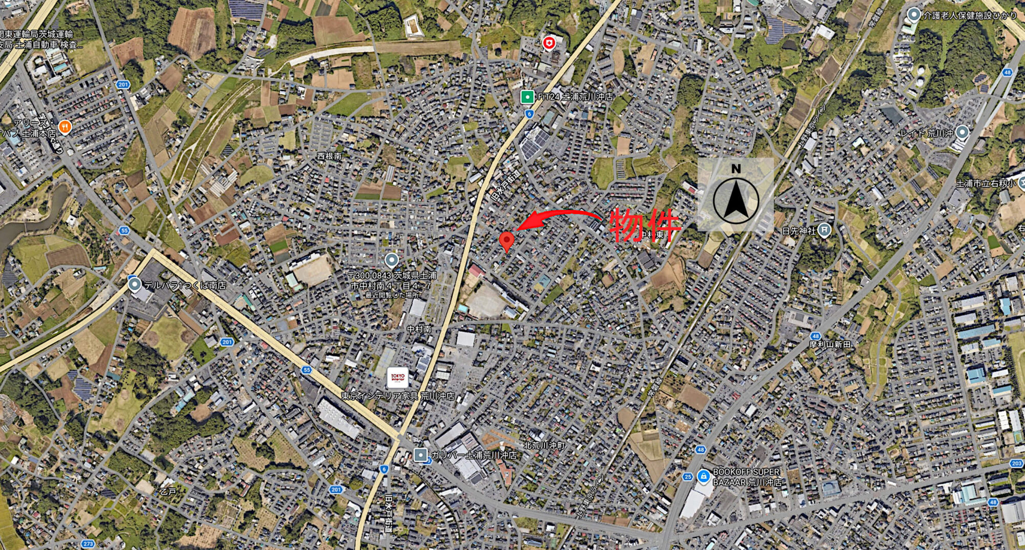 土浦市中村南1丁目売地（案内図広域）