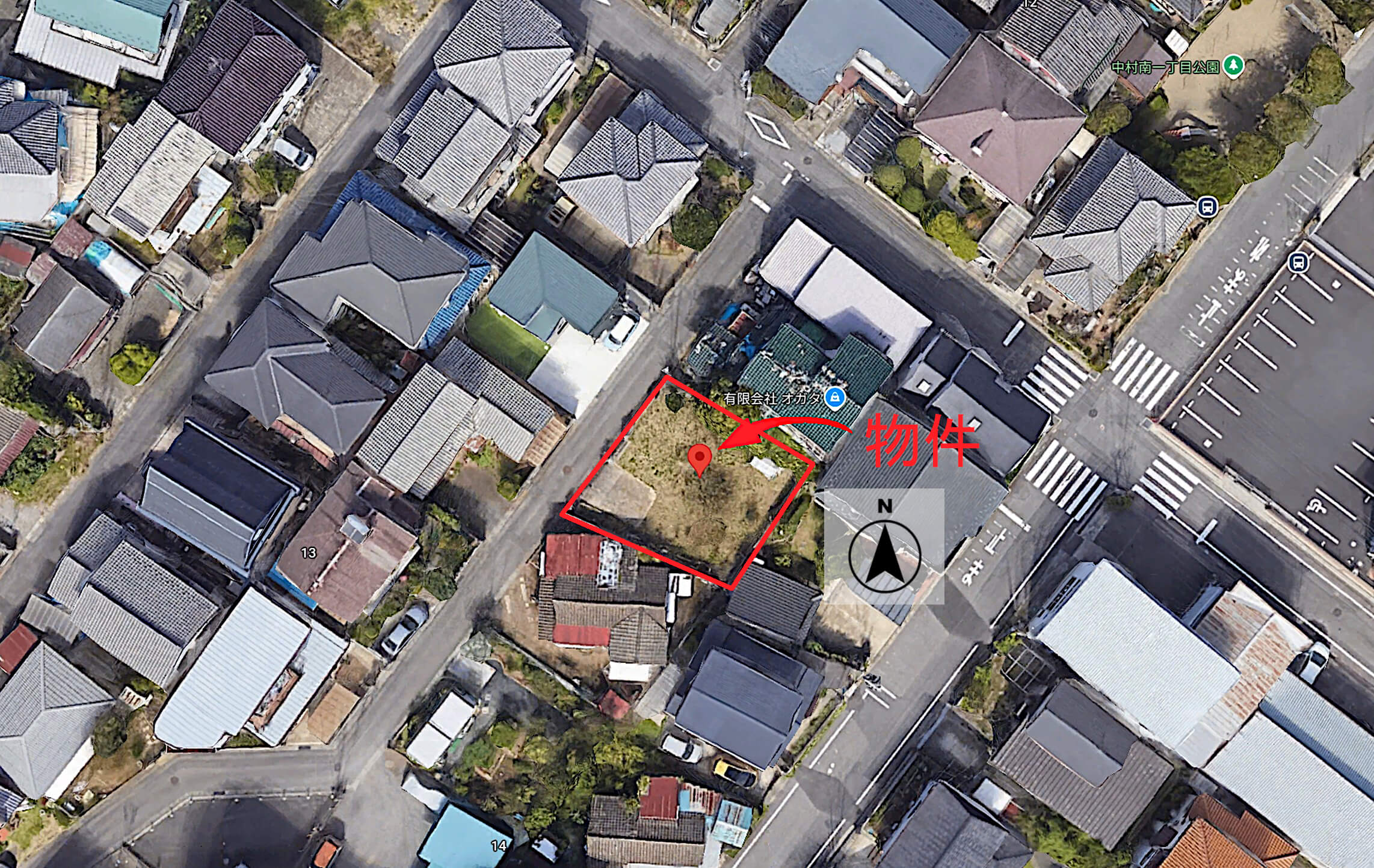 土浦市中村南1丁目売地（案内図拡大）