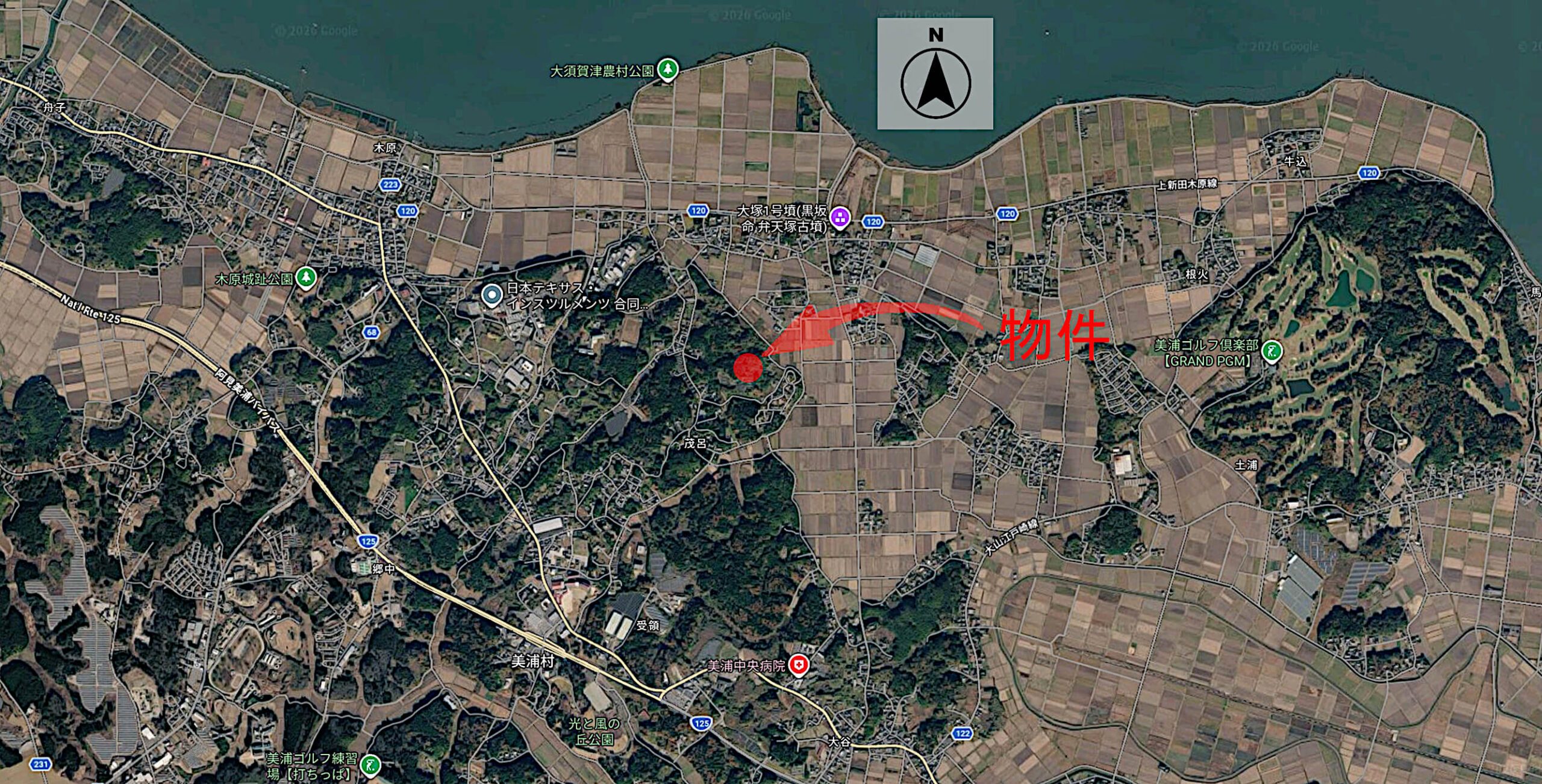 中古戸建て(稲敷郡美浦村大須賀)案内図(広域)