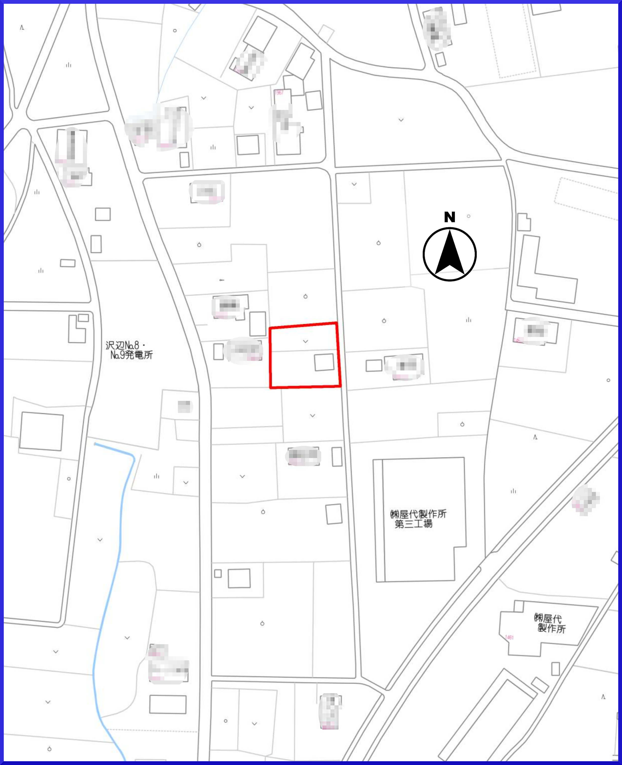 土浦市沢辺売地+車庫(住宅地図)